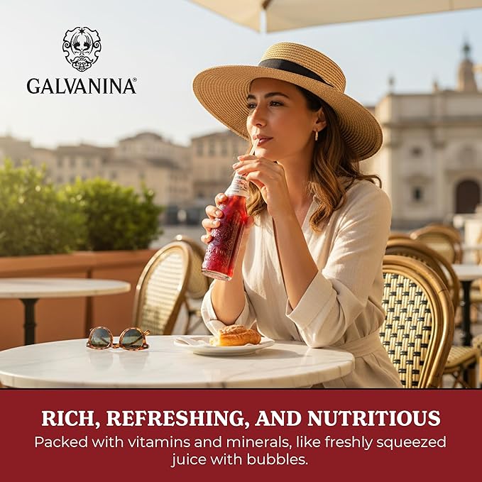 Galvanina Blood Orange – Premium Organic Italian Sparkling Soda 12 fl oz (6 Glass Bottles) | Vibrant Sicilian Blood Orange Soda Naturally Citrusy.