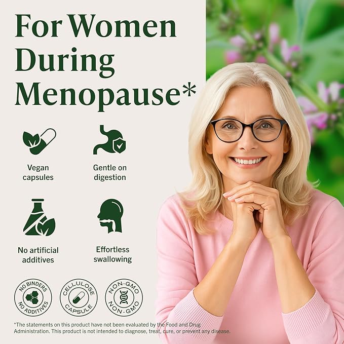HERBAMAMA Motherwort Capsules – Natural Menopause Supplements* for Women – 1200mg Motherwort Herb Powder per Serving for Women's Mood &amp Calm Support – Vegan Non-GMO – 50-Day Supply