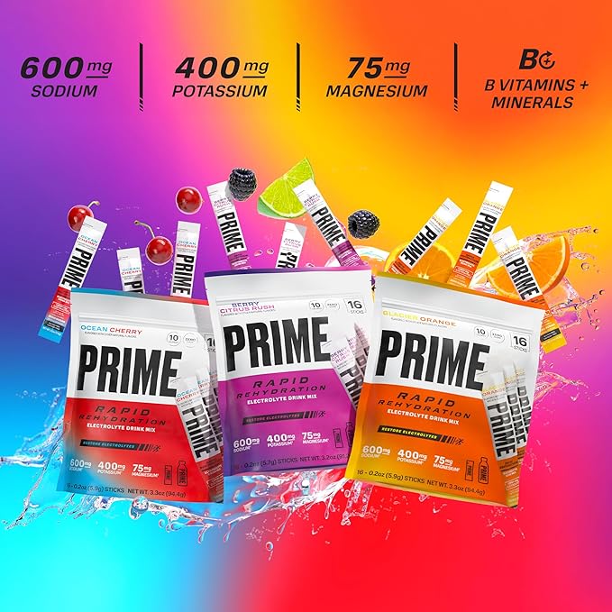 PRIME HYDRATION Berry Freeze Cherry Freeze &amp Ice Pop 12 Fl Oz Variety Sports Drinks &amp Rapid Rehydration Electrolyte Powder Sticks Ocean Cherry &amp 12 Pack Black Graffiti Squeeze Sports