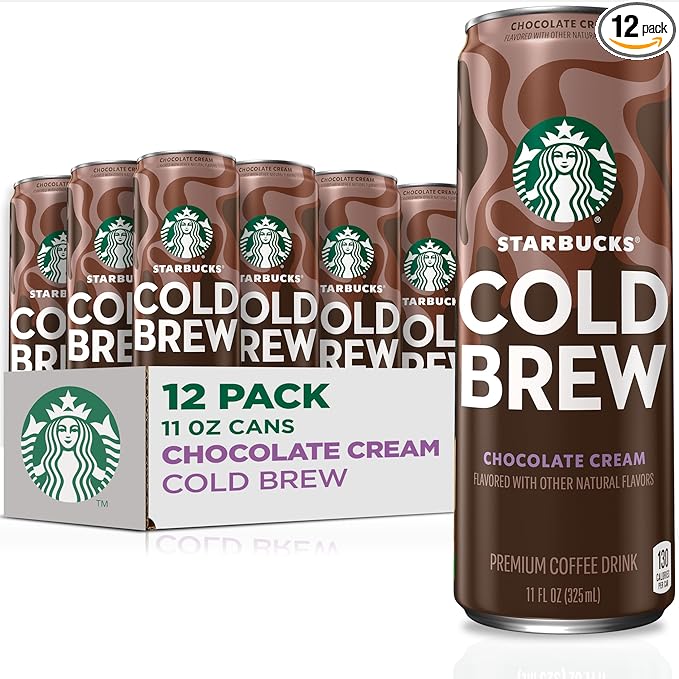 Starbucks Cold Brew Coffee Chocolate Cream 11 fl oz Cans (12 Pack) Premium Coffee Drink Iced Coffee