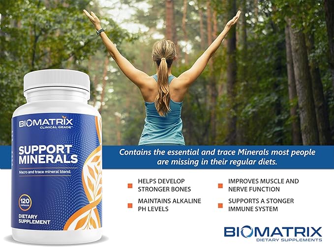 BioMatrix Mineral Supplement for Men and Women Chelated Minerals | Iron-Free Calcium Magnesium Copper Zinc Vitamin D Iodine | Veggie Caps 30-Day Supply