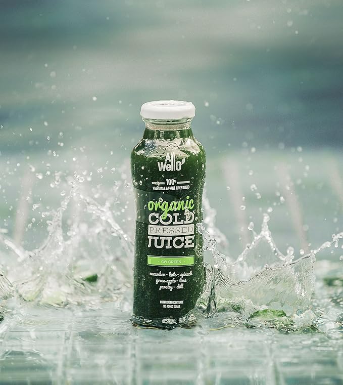 ALLWELLO Organic Cold Pressed Juice Drinks with Real Fruits and Vegetables Gluten Free Non-GMO Healthy Juices No Preservatives No Sugar Adde (6 Pack Go Green)