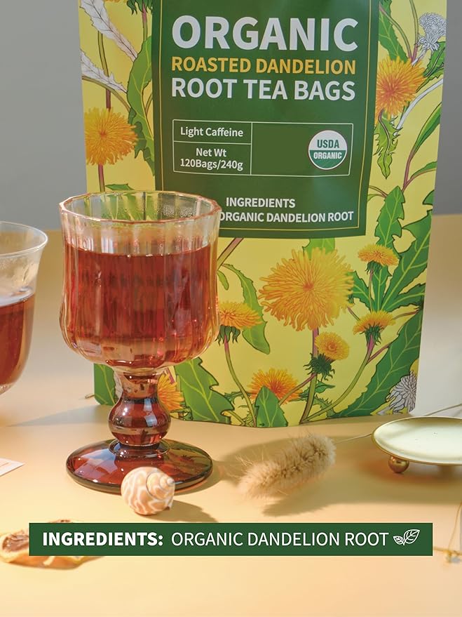 HYNTMYT Organic Roasted Dandelion Root Tea Bags USDA Organic Tea Pure Dandelion Root Smooth &amp Mild Taste Caffeine Free 120 Count