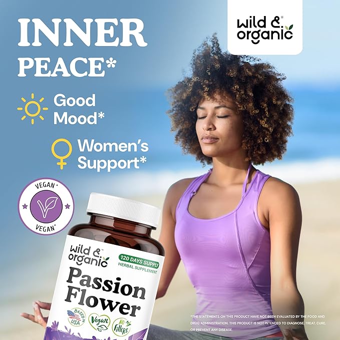 Wild &amp Organic Passion Flower 120 Capsules &amp Chamomile 120 Capsules
