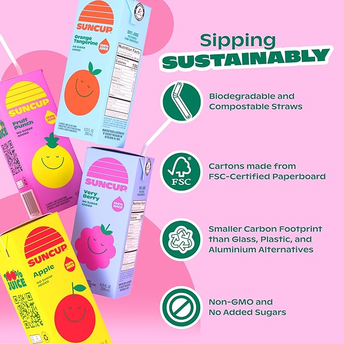 SunCup 100% Juice Boxes for Kids | No Added Sugar No Dyes No Preservatives | Trusted in Schools Across 49 States | Bulk Pack with Straw 6.75 oz (40 Pack) Orange Tangerine