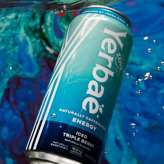 Yerbaé Energy Beverage - Iced Triple Berry 0 Sugar 0 Calories 0 Carbs Energized by Yerba Mate. Yerbae is a Plant-Based Healthy Alternative to Sugary Energy Drinks 16oz cans (12 Pack)