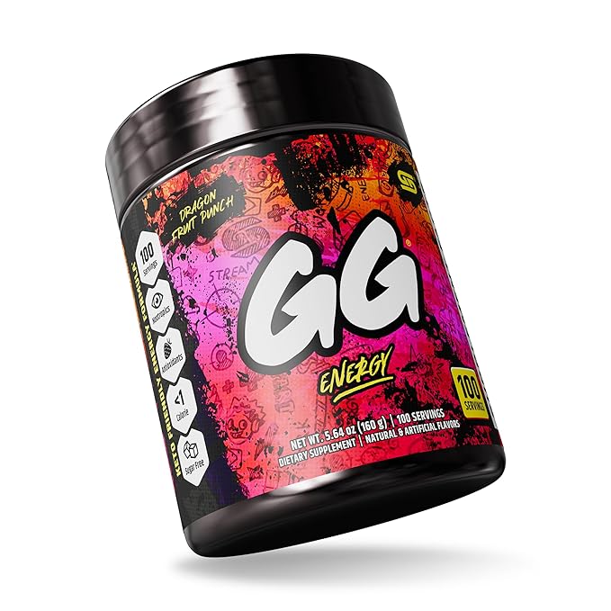 Gamer Supps GG Energy - Dragonfruit Punch (100 Servings) - Keto Friendly Gaming Energy and Nootropic Blend Sugar Free + Organic Caffeine + Vitamins Powder Drink