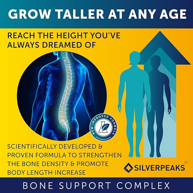 Growth Capsules to Grow Taller - Height Growth Maximizer with Calcium for Bone Strength Made in USA Natural Get Taller Supplement to Increase Bone Growth Adults Teens &amp Kids Free of Growth Hor