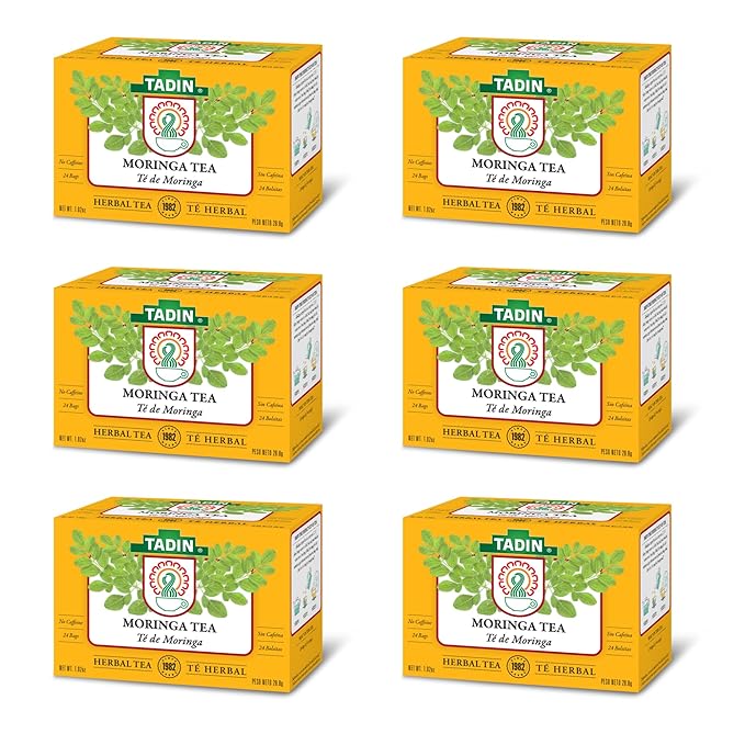 Tadin Moringa Herbal Tea Caffeine Free 24 Tea Bags Per Box Pack of 6 Boxes Total
