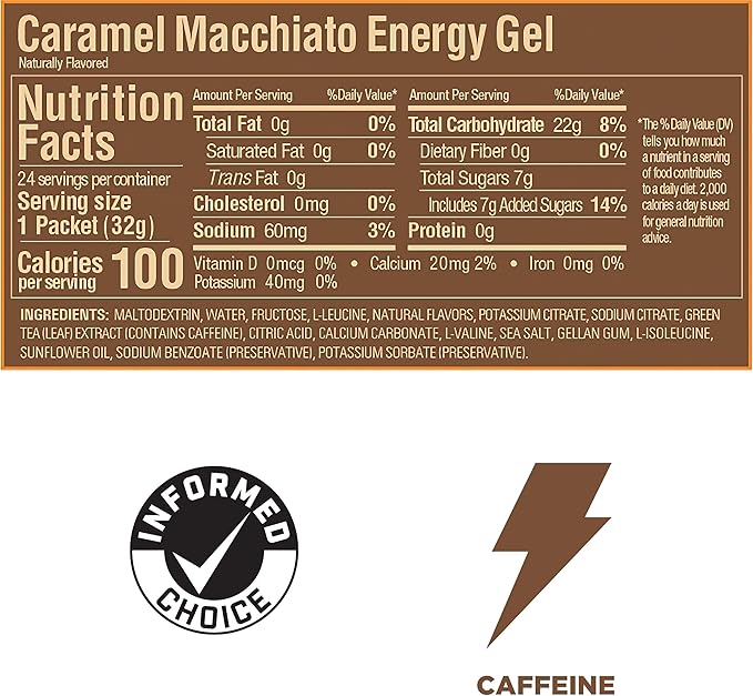 GU Energy Original Sports Nutrition Energy Gel Caramel Macchiato 24 Count Box
