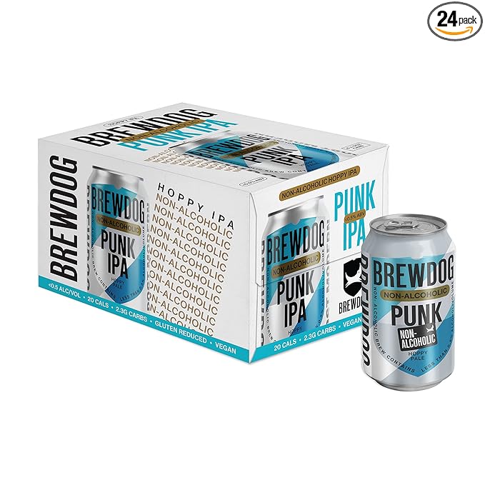 BrewDog 24-Pack of Punk AF | Non-Alcoholic Robust IPA | 20 Calories 2.3g Carbs Per Serving | 12oz Cans