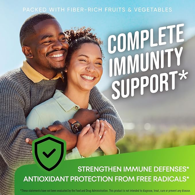 Fruits and Veggies Supplement - High Fiber Supplement for Immunity Gut &amp Energy - Super Reds &amp Super Greens Supplements with Marshmallow Root - 240 Reds and Super Greens Powder Superfood Caps