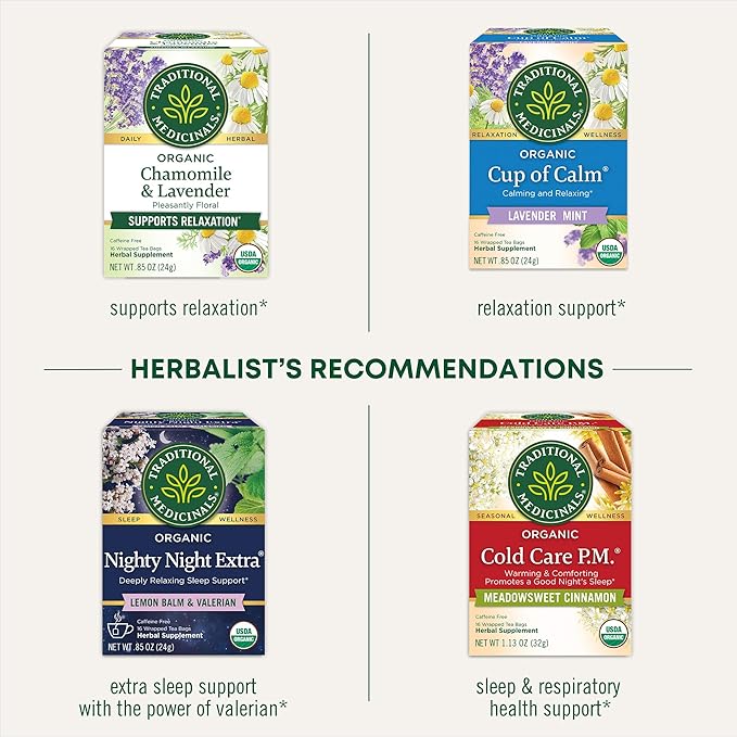 Traditional Medicinals Tea Organic Nighty Night Relax &amp Get a Good Night's Sleep Includes Spearmint 96 Tea Bags (6 Pack)
