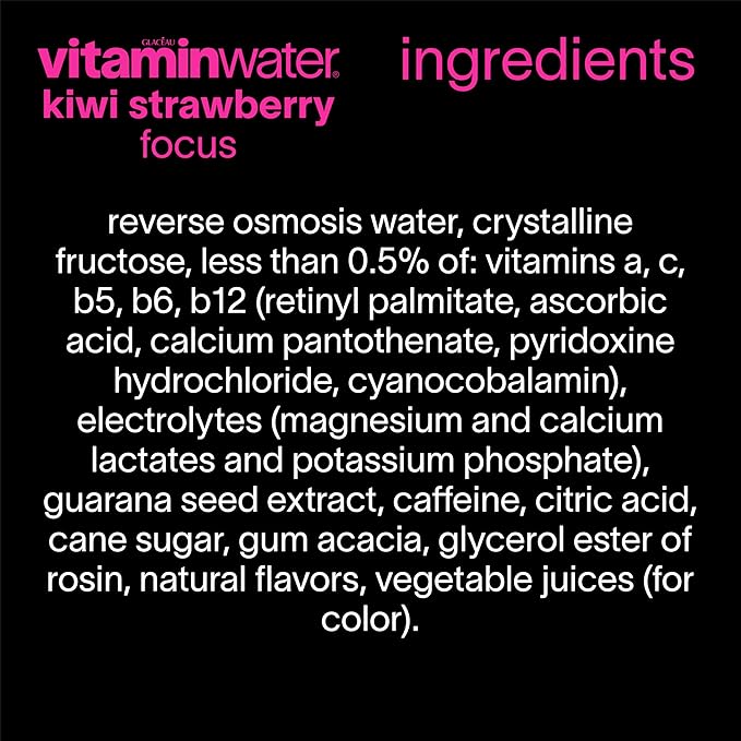vitaminwater Focus Kiwi Strawberry Nutrient Enhanced Flavored Water Beverage 20 fl oz Bottles 12 Pack
