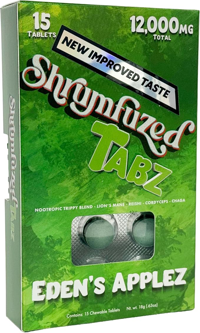 Proprietary Nootropic Chewable Tablets 12000mg - Now with New Improved Taste! - Lion's Mane Reishi Chaga and Cordycep Nootropic Mushroom Blend (15pk Eden's Applez)