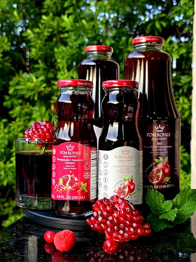 Pomegranate Raspberry Cranberry 8.4 Ounce Glass Bottle (Pack of 15) Cold Pressed Juice Non-GMO Gluten Free Kosher Certified Preservative Free