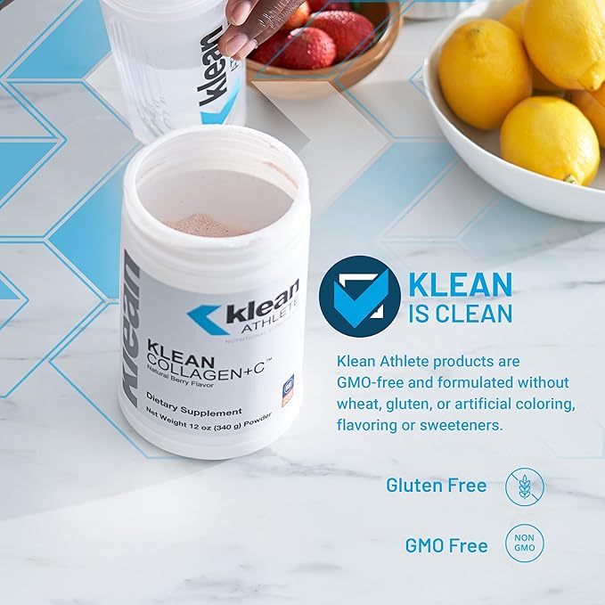 Klean Athlete Klean Collagen+C - Collagen Peptides with Vitamin C - for Joint &amp Connective Tissue Support - 12 Ounces - Natural Berry Flavor