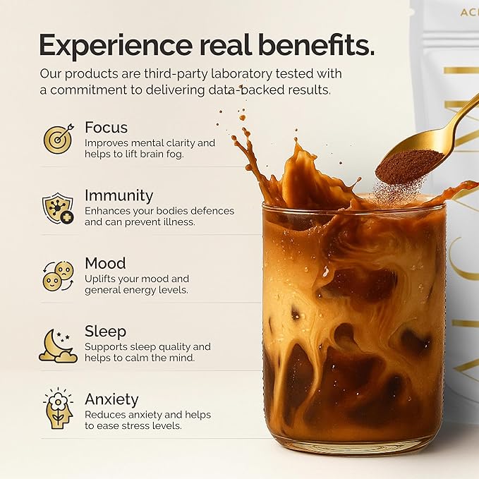 Mushroom Coffee Alternative Superfood Blend 10X Concentrated Extract with Lion’s Mane Reishi &amp Cordyceps Energy &amp Focus Support Premium Supplement Powder 30 Servings