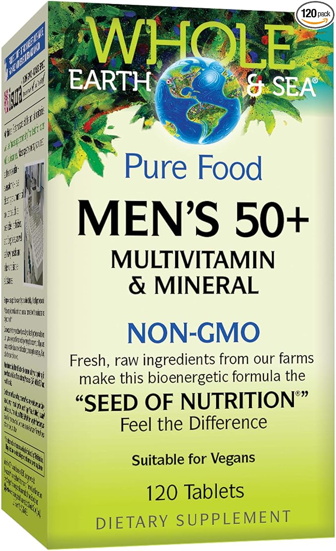 Natural Factors Whole Earth &amp Sea Mens 50 +l Multivitamin &amp Mineral 120 Tabs