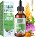 21-in-1 Soursop Graviola Liquid Drop Soursop Bitters Liquid 2000mg Organic Soursop Leaves &amp Fruit with 300mg Sea Moss Zinc Vitamins for Cellular Immune Skin Digestive Strawberry Flavor 60M