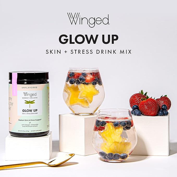 Winged Rise Up Gummies | Energy &amp Brain Boost Supplement &amp Glow Up Collagen Powder | Better Hair Skin Nails for Women Bundle