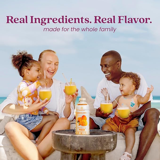 Smartfruit Mellow Mango + Immunity – 100% Real Fruit Purée with Mango Banana Apple &amp Pineapple – Great for Smoothies Juice Yogurt Cocktails Teas – High in Vitamin C Selenium &amp Zinc – 48
