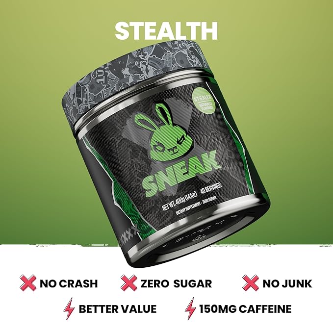 SNEAK Energy Drink Powder | Stealth | No Sugar. No Nasties. Just Natural Caffeine Focus-Boosting Nootropics | 40 Servings
