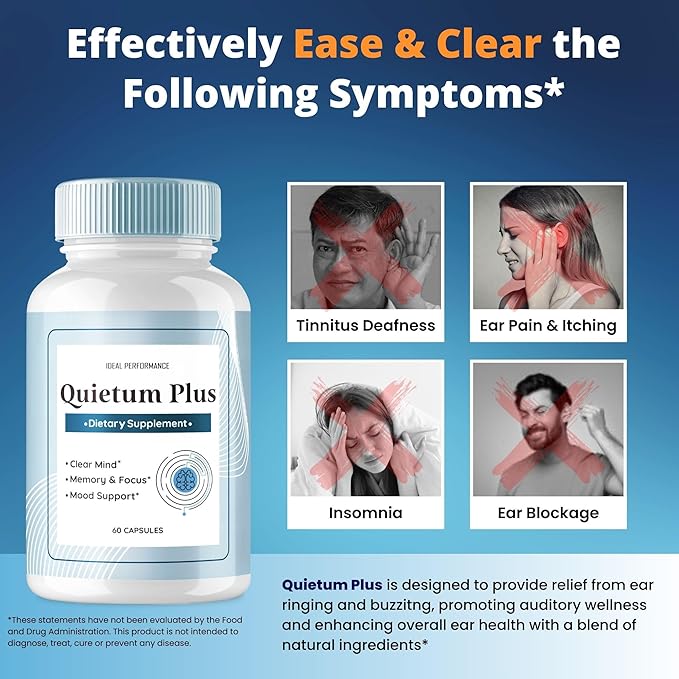 Quietum Plus Tinnitus Relief for Ringing Ears Official Quietum Plus Tinnitus Relief Original Supplement Pills Ring Clear Advanced Formula for Healthy Ear QuietumPlus Reviews (2 Pack)