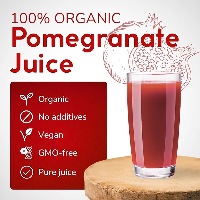 Organic Pomegranate Juice Box 101.4 Fl Oz | Pure Fruit Juice Not From Concentrate | Organic Vegan Non-GMO | No Added Sugar Easy-Pour Tap Packaging