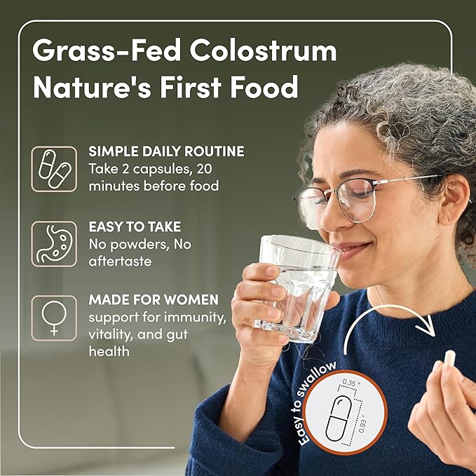 Rhea Bovine Colostrum Supplement for Women Colostrum Capsules for Gut Health Digestion Bloating Beauty Immune Support Bovine Colostrum for Humans Colostrum Pills (180caps)