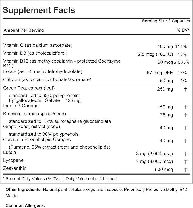 ANDREW LESSMAN Breast Health 360 Capsules - Provides Protective Compounds for Natural Support of The Delicate Tissue of The Breast with Indole-3-Carbinol Sulforaphane Green Tea Extract and More
