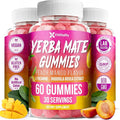 60 Yerba Mate Gummies – SuperFocus &amp Energy Support – Formulated with Yerba Mate Extract L-Theanine Rhodiola Ginseng Choline B12 – Peach Mango Flavor – Vegan Gluten-Free Non-GMO