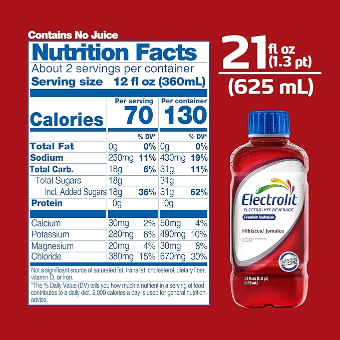 Electrolit Hydration Electrolyte Drinks Sports Beverages with Electrolytes Magnesium Calcium &amp Potassium Recovery Drink for Post Workout 12 Pack (Hibiscus/Jamaica)