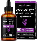 NutraChamps Organic Elderberry Syrup - 5000mg Elderberry Extract with Vitamin C &amp Zinc - Black Elderberry Liquid Drops - Sugar-Free Immunity Booster Vegan Gluten-Free