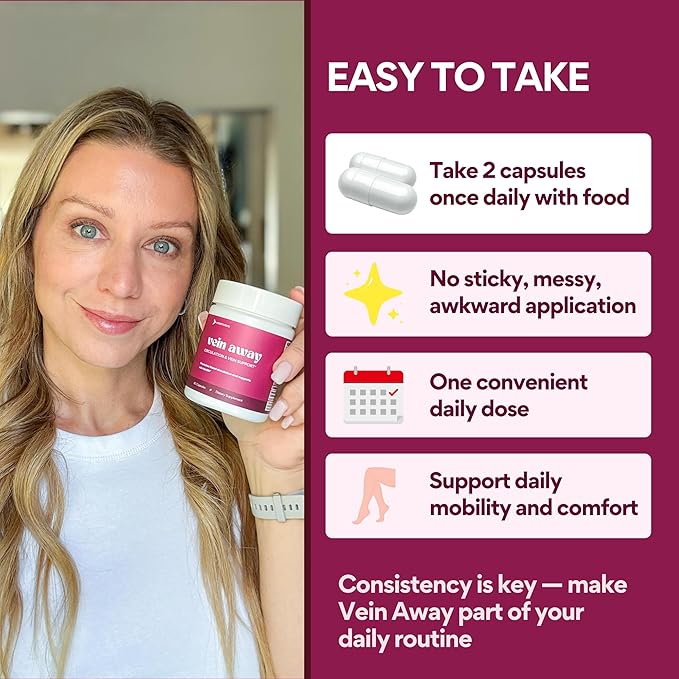 VoomVaya Vein Away – Blood Circulation &amp Vein Support Supplements for Women 35+ | Spider Veins &amp Varicose Veins Treatment for Legs | Circulation and Vein Support w/Diosmin &amp Hesperidin | 6