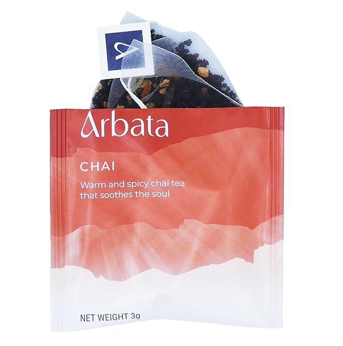 Arbata Chai Tea 24 Pyramid Tea Bags – Artisanal Spiced Black Tea with Cardamom Cinnamon &amp Ginger Mildly Caffeinated Premium Chai Tea Sachets