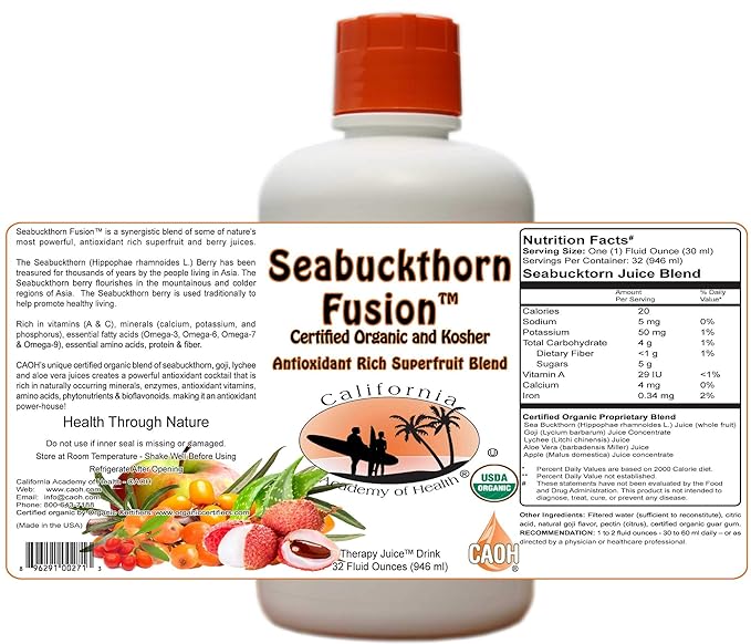 Seabuckthorn Fusion - Certified Organic Seabuckthorn Juice Blend From CAOH® (1-32 Oz Bottle)
