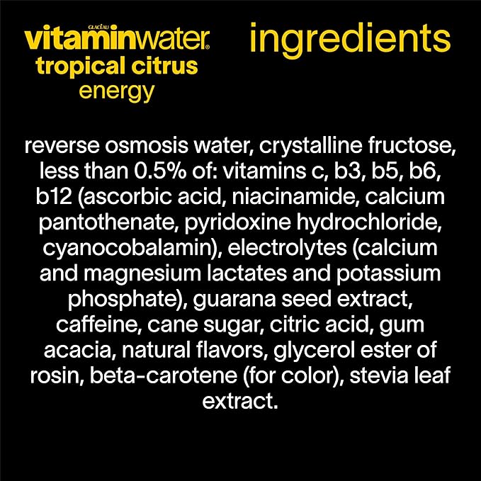 vitaminwater Energy Tropical Citrus Nutrient Enhanced Flavored Water Beverage 20 fl oz Bottles 12 Pack