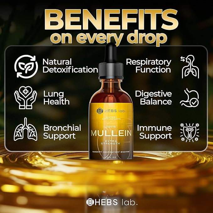 Mullein Leaf Extract for Lung Cleanse and Health - Mullein Drops Made in USA - Lung Support Supplement - Herbal Respiratory Support - Mullein Extract Tincture 4 Fl Oz