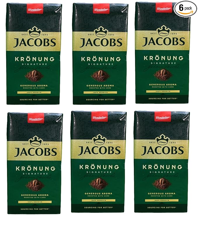 Jacobs Kronung Ground Coffee 500 Gram 1.76 Ounce (Pack of 6)