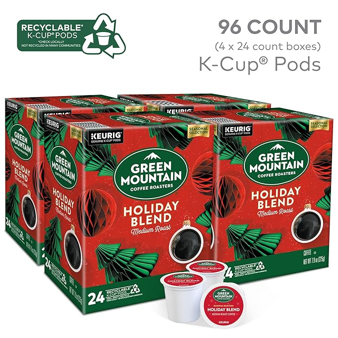Green Mountain Coffee Roasters Holiday Blend Keurig Single Serve K-Cup Pods 96 Count