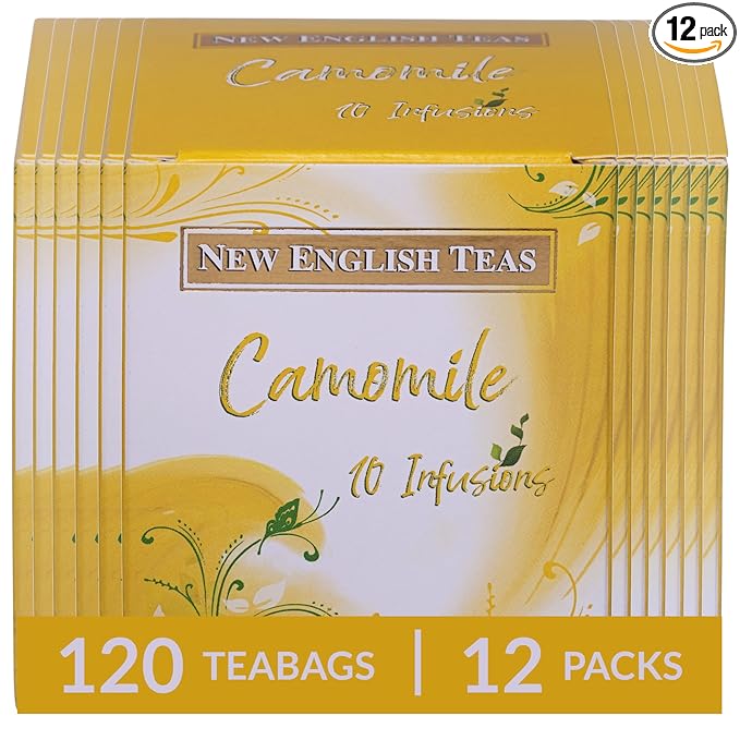 New English Teas Fruit &amp Herbal Tea 120 Teabags 12 Packs of 10 Individually Wrapped Tea Bags Naturally Caffeine Free (Chamomile)