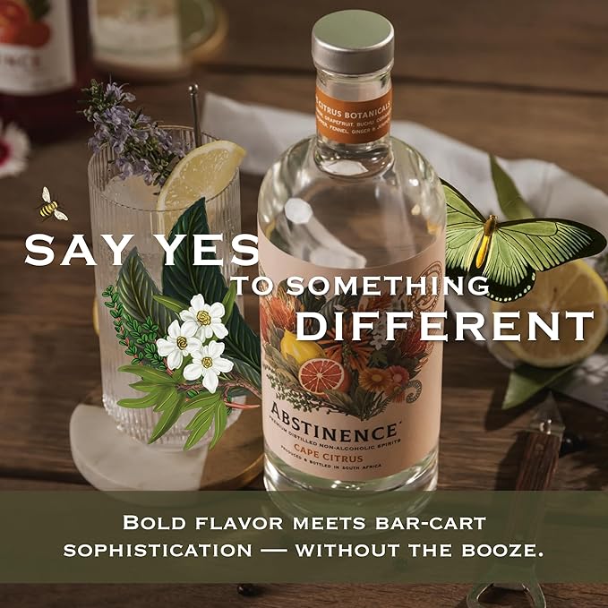 Abstinence Cape Citrus Non Alcoholic Spirit 750ml Award-Winning Calorie-Free Sugar-Free Botanical Inspired Vibrant Citrus and Warm Spice Notes Zero Proof Mocktail Alternative