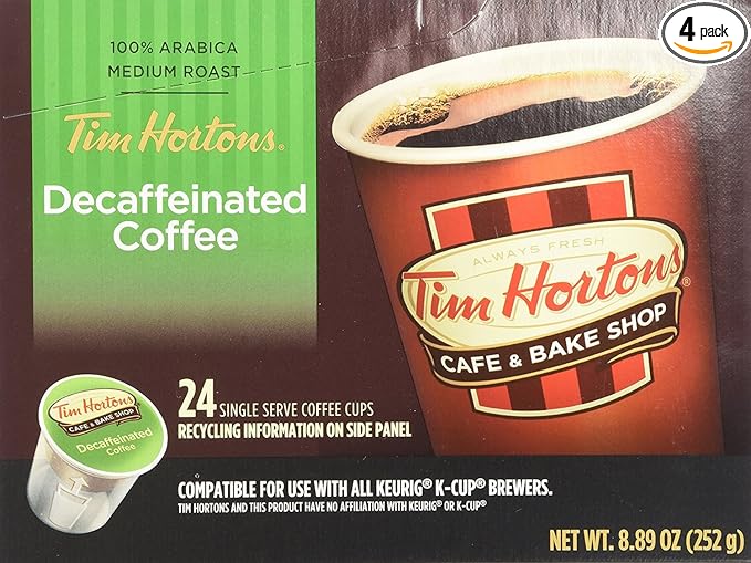 Tim Hortons Decaffeinated Single Serve Coffee Cups 96 Count (Packaging May Vary)