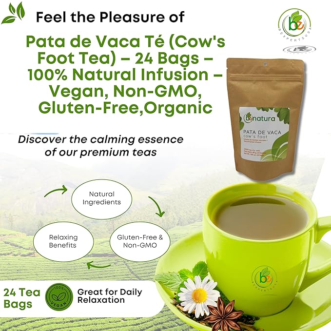 Pata de Vaca Té (Cow's Foot Tea) – 24 Bags – 100% Natural Infusion – Vegan Non-GMO Gluten-Free + Pata de Vaca Capsules – 1500 mg Per Serving 90 Veggie Caps – Organically Grown – 100% Natural Premi