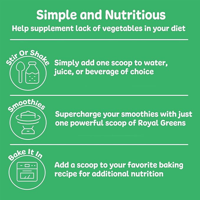New Vitality Royal Greens Superfood Powder | Healthy Veggie Powder with Probiotics Enzymes Antioxidants Wheat Grass &amp Greens 10.75oz (30 Day Supply)