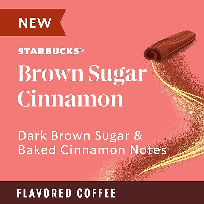 Starbucks K-Cup Coffee Pods Flavored Hot or Iced Coffee Brown Sugar Cinnamon 60 Keurig Pods
