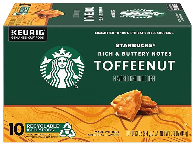 Starbucks Coffee Company Starbucks Flavored Ground Coffee K-Cup Pods Toffeenut Signature Collection 100% Arabica Coffee Recyclable K-Cups 10 K-Cup Pods/Box (Pack of 2 Boxes)