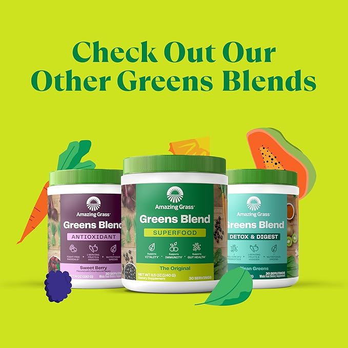 Amazing Grass Kidz Superfood: Vegan Protein &amp Probiotics for Kids with Beet Root Powder &amp 1/2 Cup of Leafy Greens Strawberry Blast 15 Servings