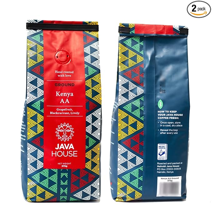 Java House Africa Kenya AA Ground Coffee Beans - Fresh Roasted 100% Single Source Fair Trade With Verifiable Kenya Mark of Origin (13.23oz/375gms) (2)